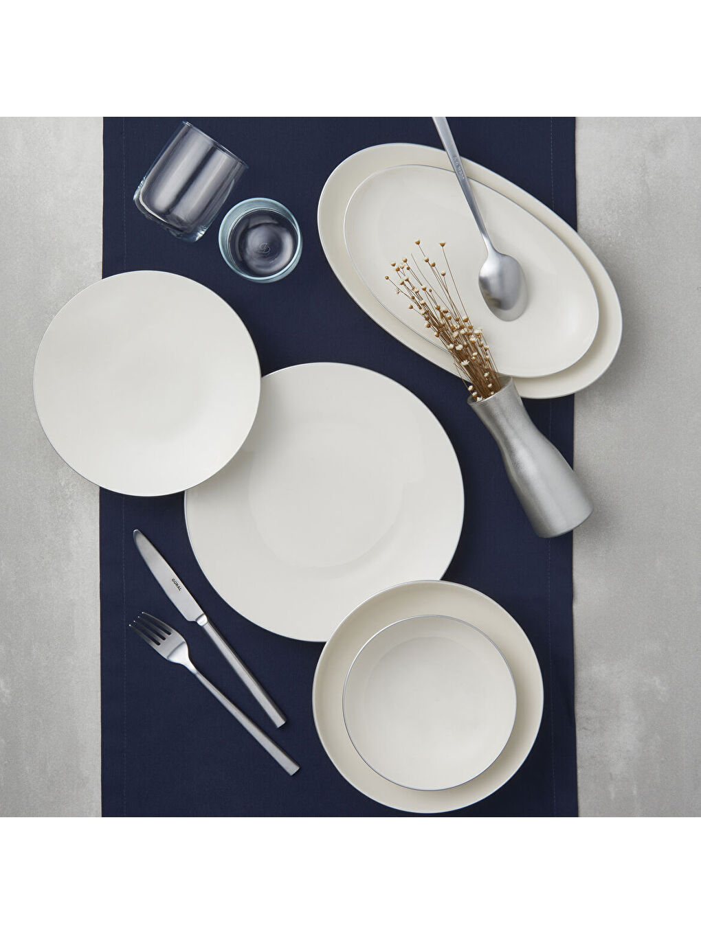 Ekru Camelia 30 Parça 6 Kişilik Bone Yemek Takımı - Pırlanta-1