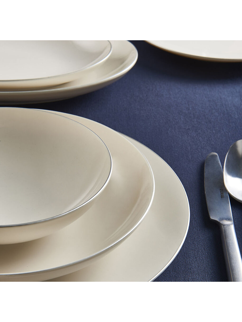 Ekru Camelia 30 Parça 6 Kişilik Bone Yemek Takımı - Pırlanta-2