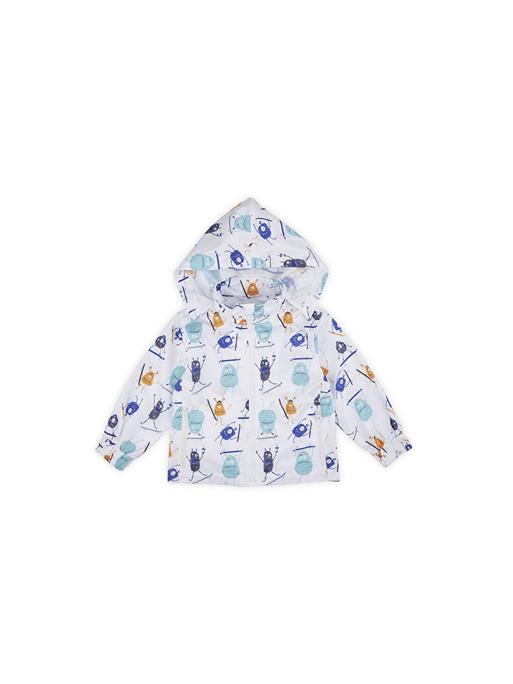 Erkek Çocuk Çok Renkli Desenli Yağmurluk Beyaz-8