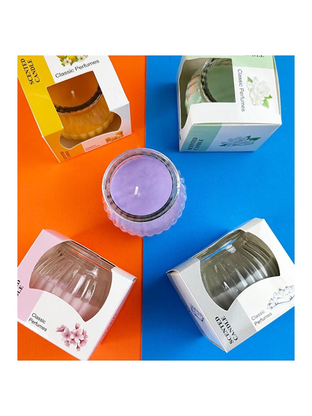 Karışık Modern Dekorasyonlu Cam Kavanoz Mum   Tek Adet-2