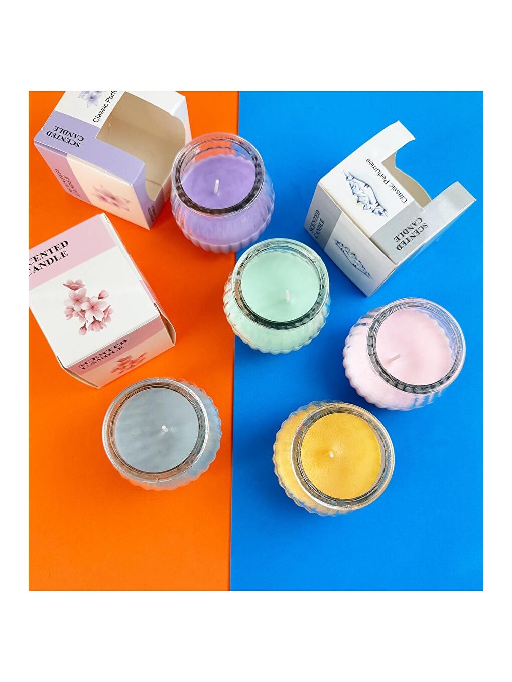 Karışık Modern Dekorasyonlu Cam Kavanoz Mum   Tek Adet-3