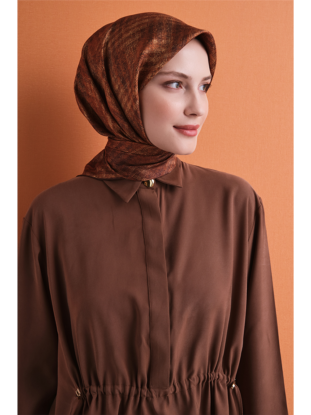 Turuncu Saf İpek Twill Eşarp 9628d 32-2