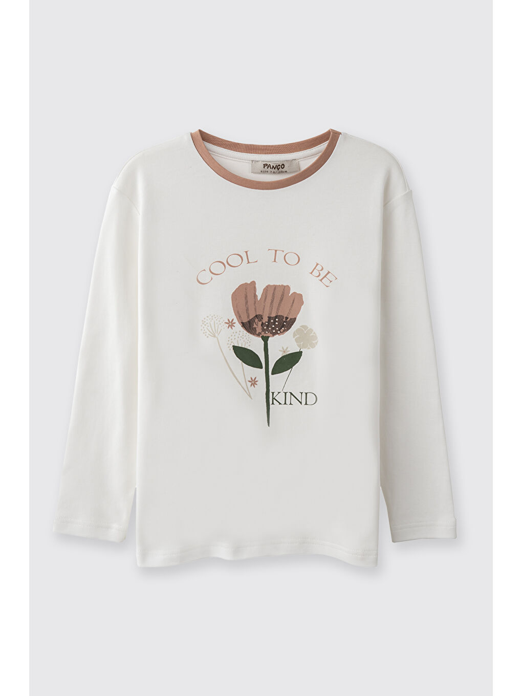 Bej Kız Çocuk Çiçek Desenli Pijama Takımı BEJ