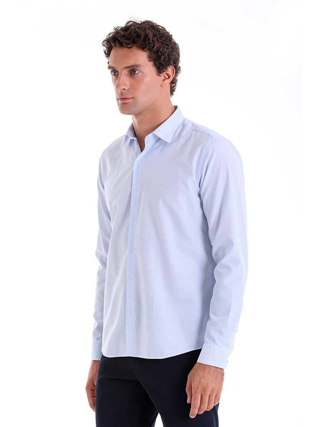 Mavi Comfort Fit Çizgili Pamuklu Slim Yaka Uzun Kollu Casual Gömlek-1