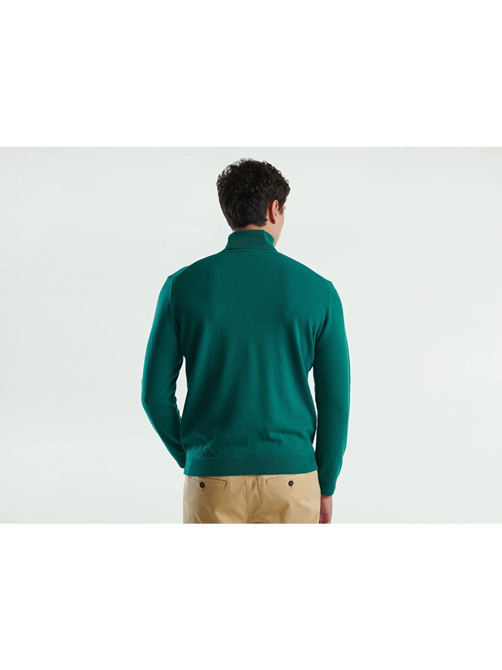 United Colors Of Benetton Erkek Yeşil Boğazlı %100 Merino Kazak - 2