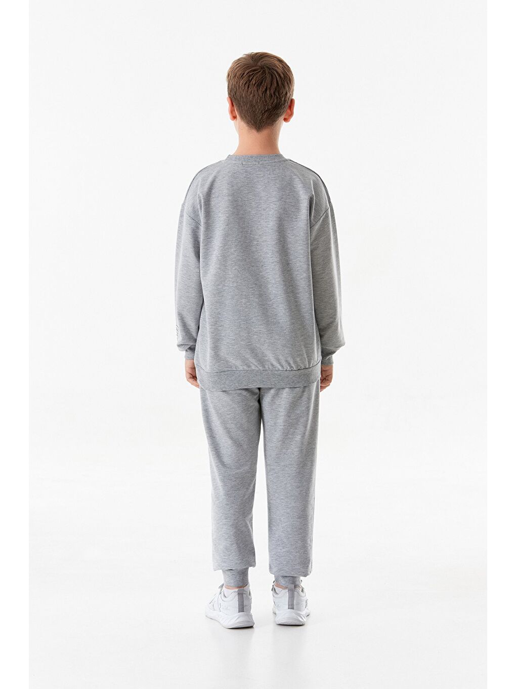 Gri Yazı Baskılı Jogger Erkek Çocuk Eşofman Takımı-3