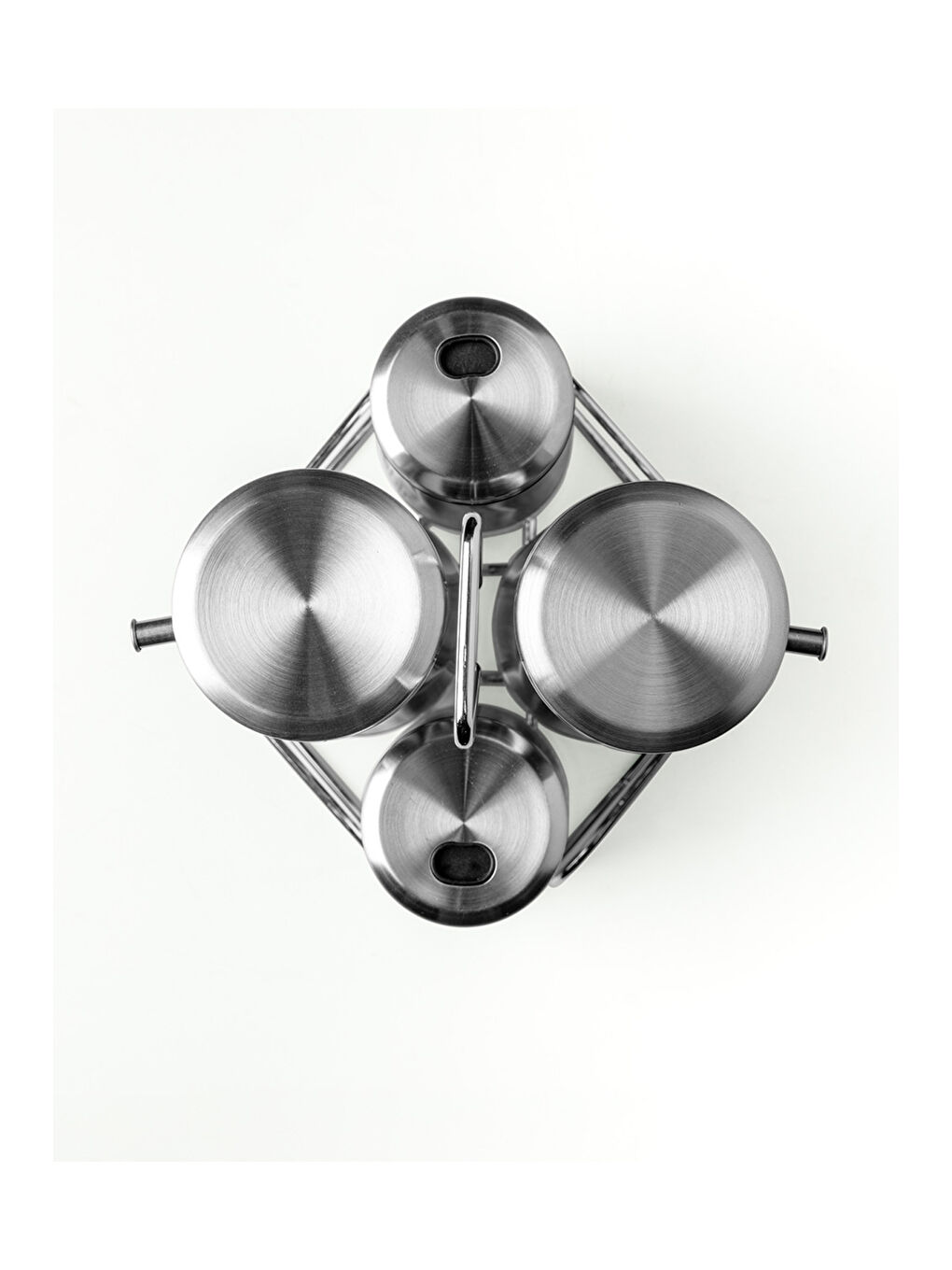 Gri Burgulu Standlı 4 Parça Paslanmaz Çelik Yağdanlık ve Baharatlık Seti-7