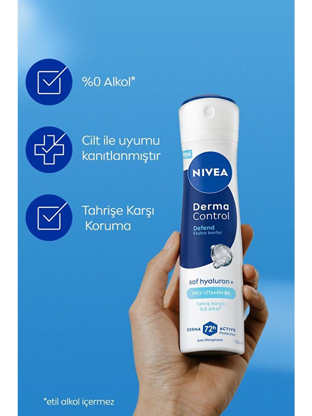 Kadın Sprey Deodorant Derma Control Defend 150 ml,Tahriş Karşıtı,Alkolsüz,Hyaluron,Pro Vitamin B5-2