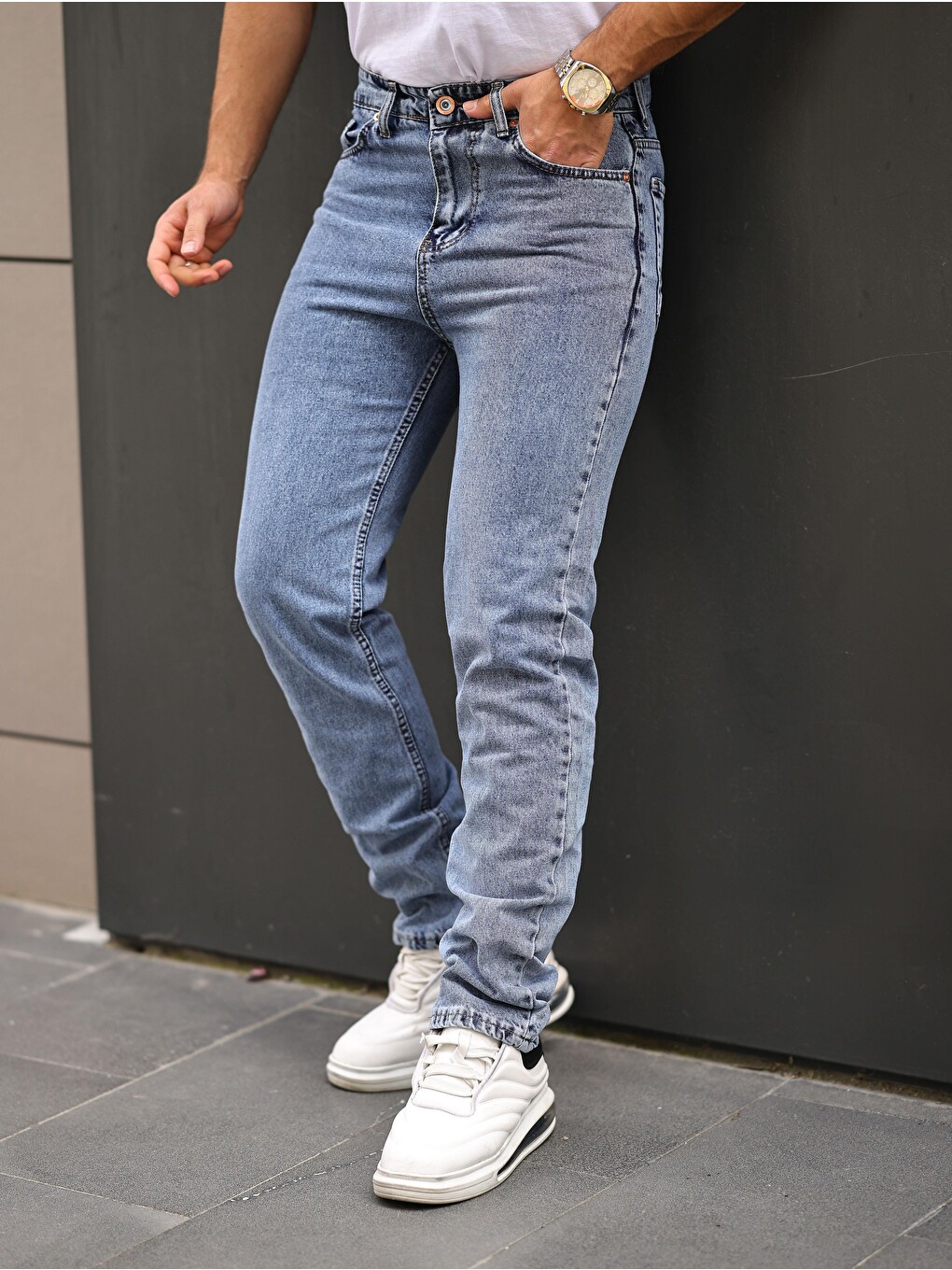 Beyaz Erkek Baggy Salaş Bol Ve Rahat Kalıp Jeans Pantolon