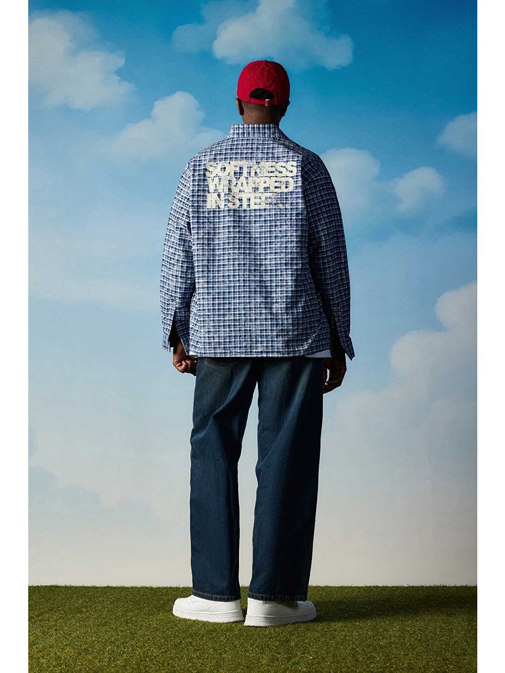 Erkek Boxy Fit Ekose Uzun Kollu Gömlek Lacivert-6