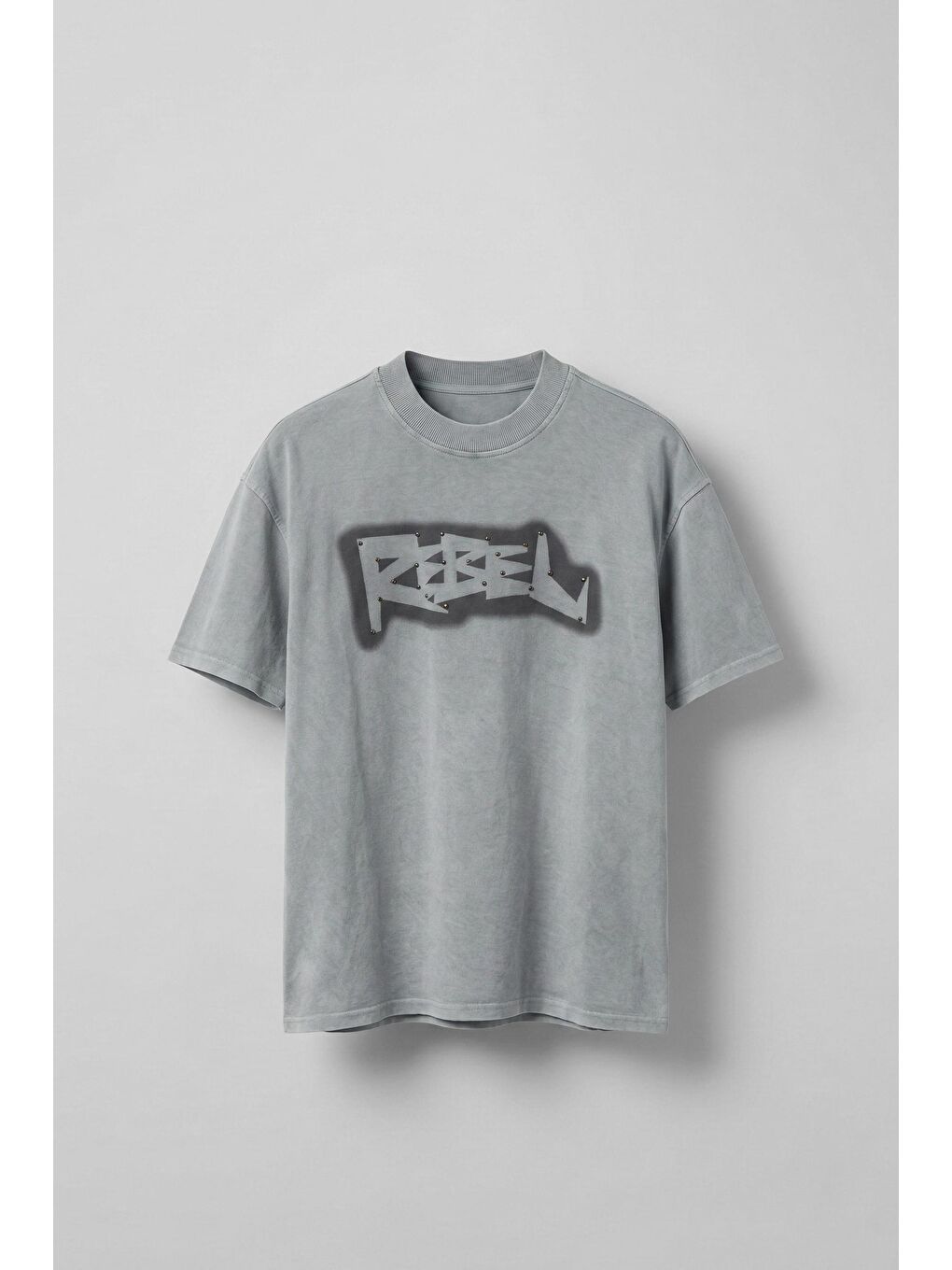 Erkek Baskılı Yıkamalı Premium Oversize T-Shirt Gri