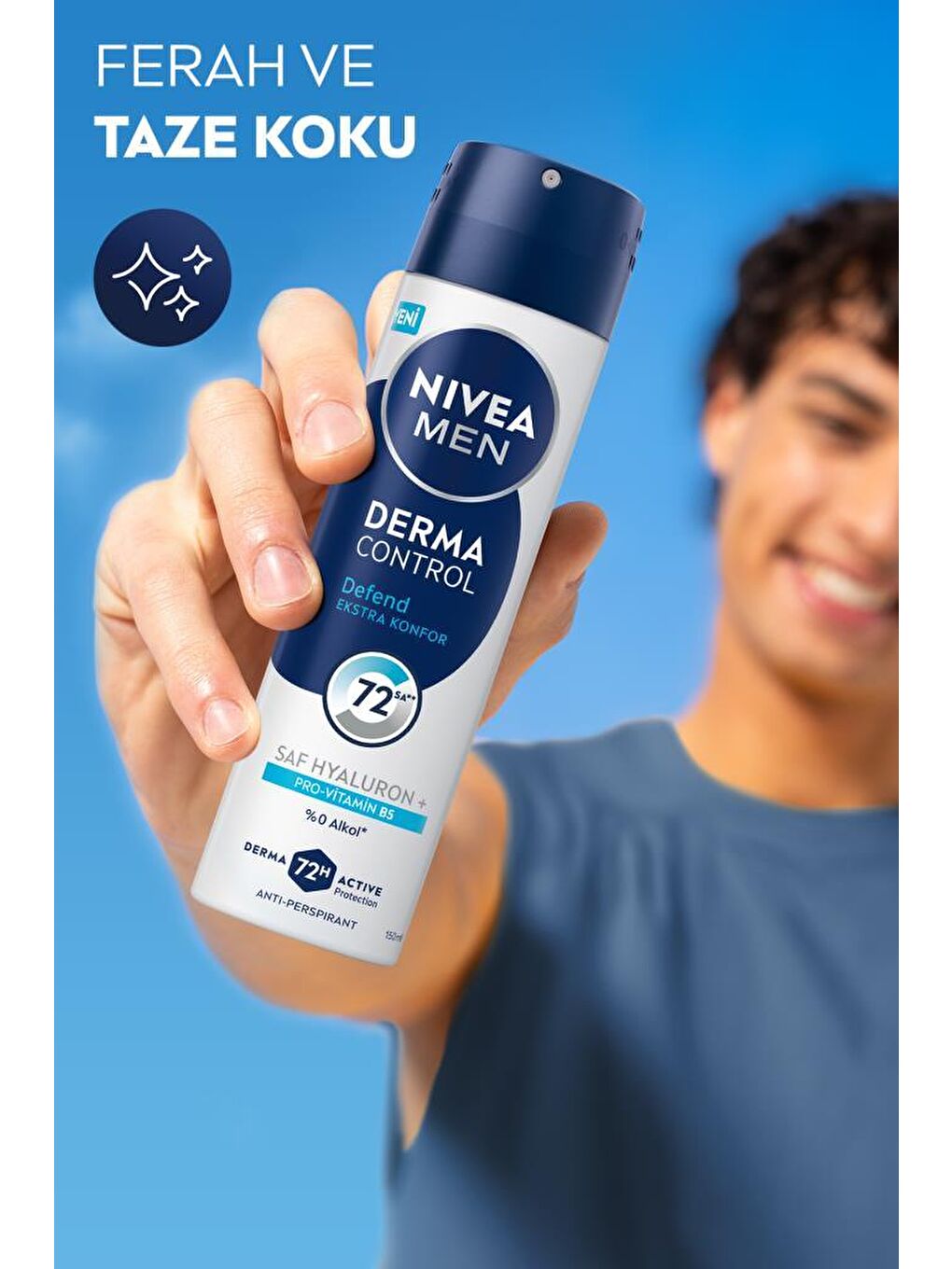 MEN Erkek Sprey Deodorant Derma Control Defend 150ml,Hyaluron,Pro Vitamin B5,72 Saat Anti-perspirant-3