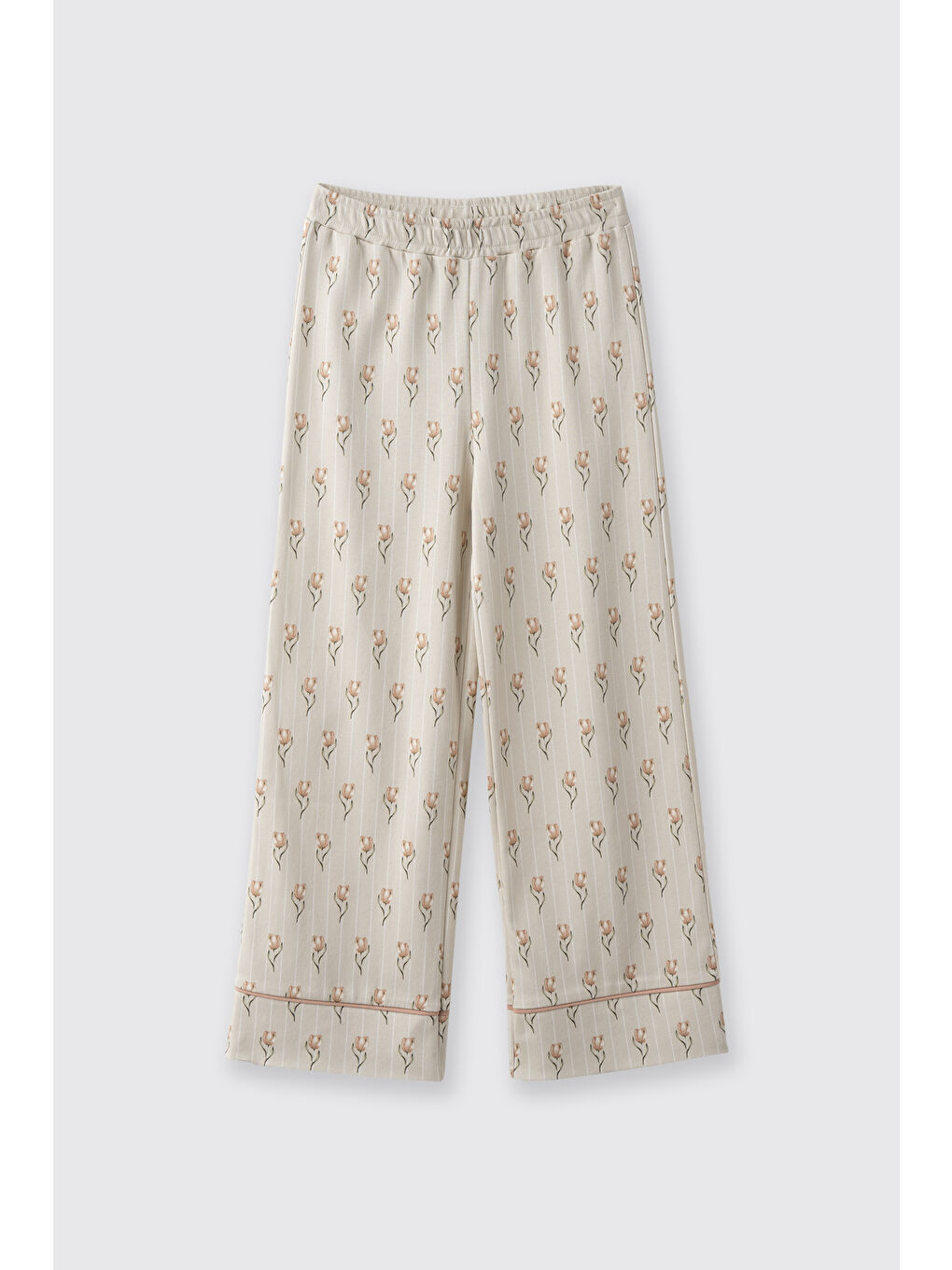 Bej Kız Çocuk Çiçek Desenli Pijama Takımı BEJ-3