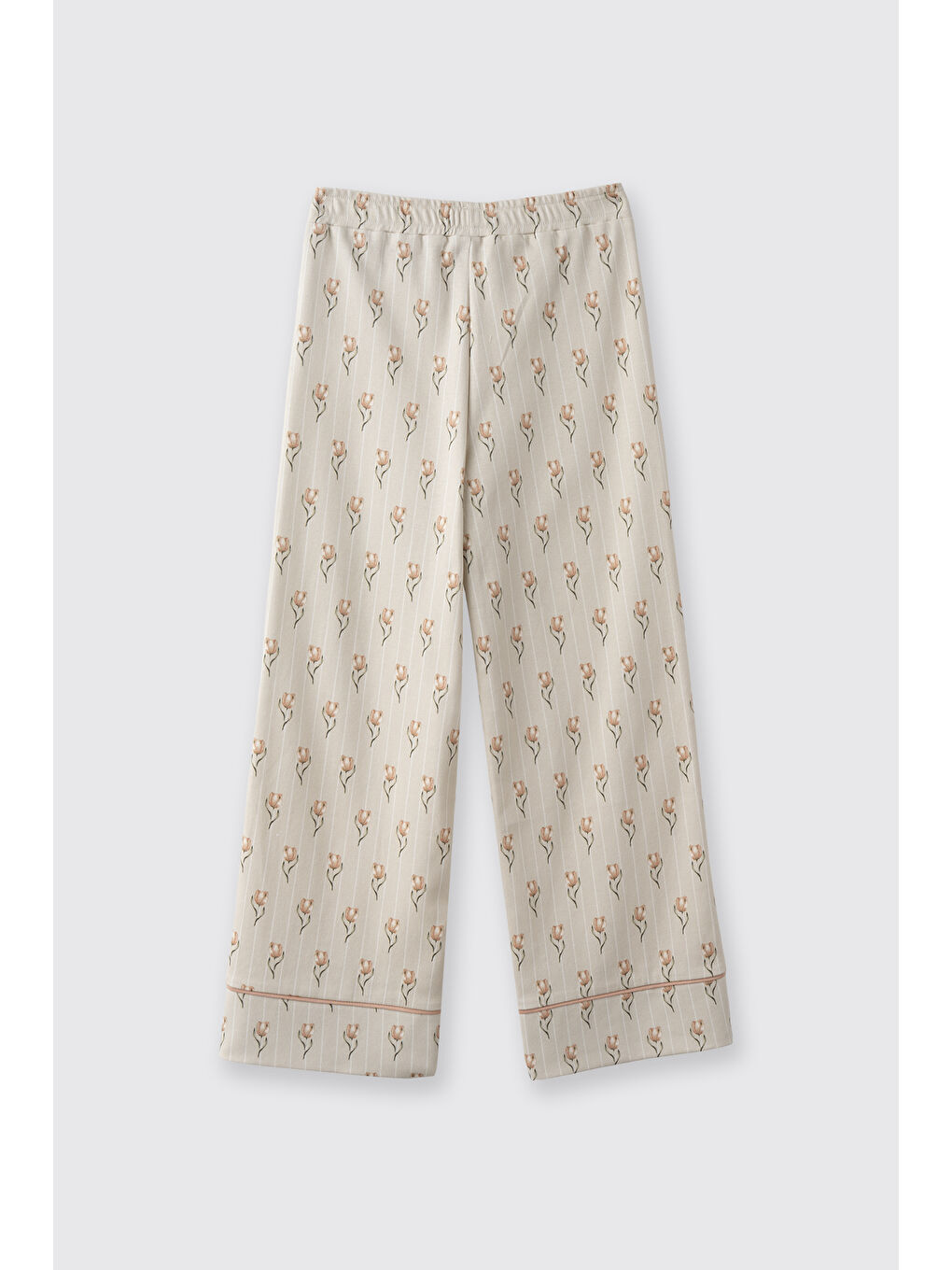 Bej Kız Çocuk Çiçek Desenli Pijama Takımı BEJ-5