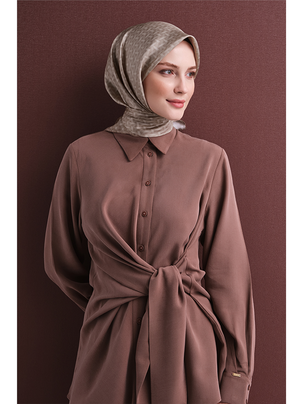 Bej Saf İpek Twill Eşarp 9622d 01