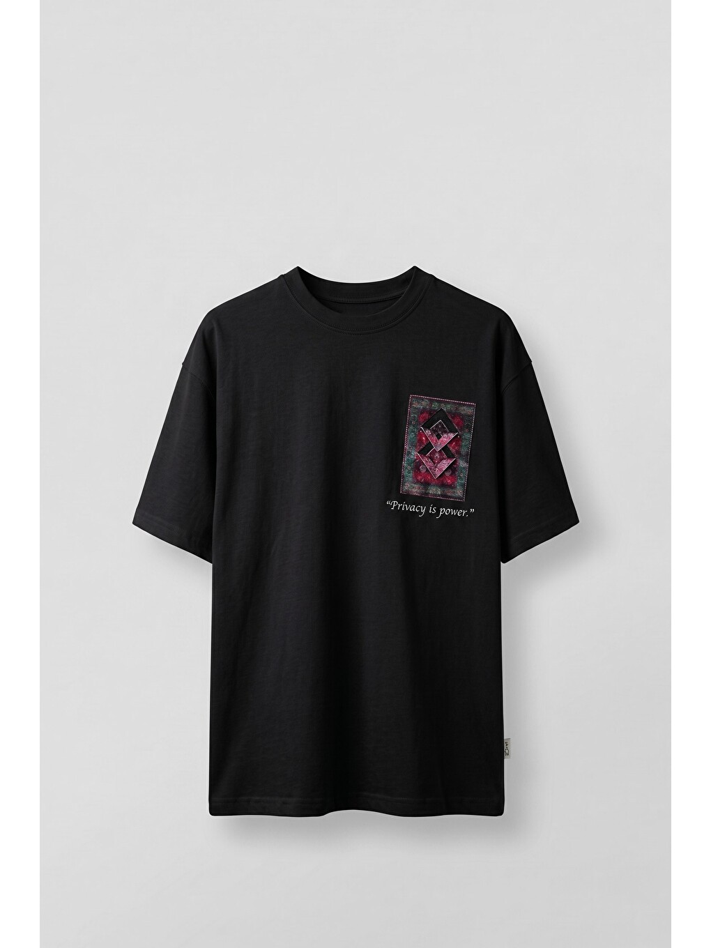 Erkek Oversize Kilim Desenli 3D Sırt Baskılı T-Shirt Siyah