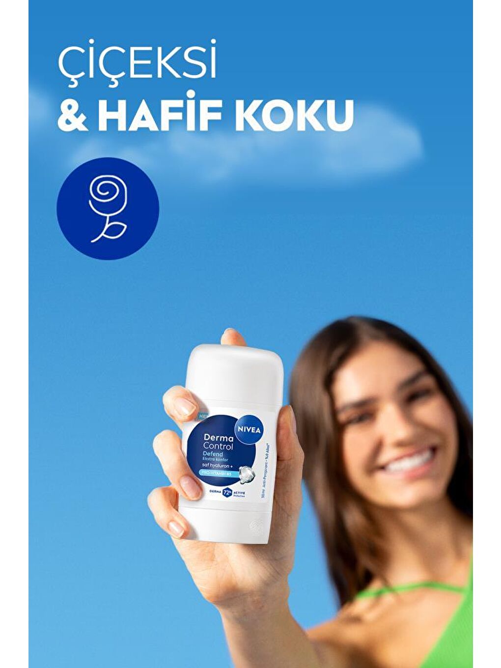 Kadın Stick Deodorant Derma Control Defend 50 ml,72 Saat Koruma,Alkolsüz,Hyaluron,Pro Vitamin-5