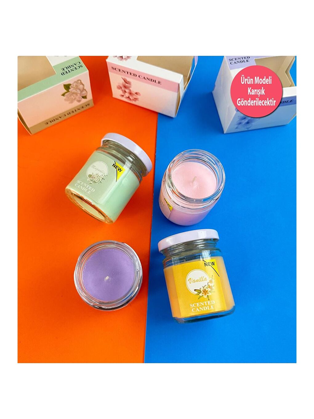 Karışık Aromatik Kokulu Cam Kavanoz Mum   Tek Adet