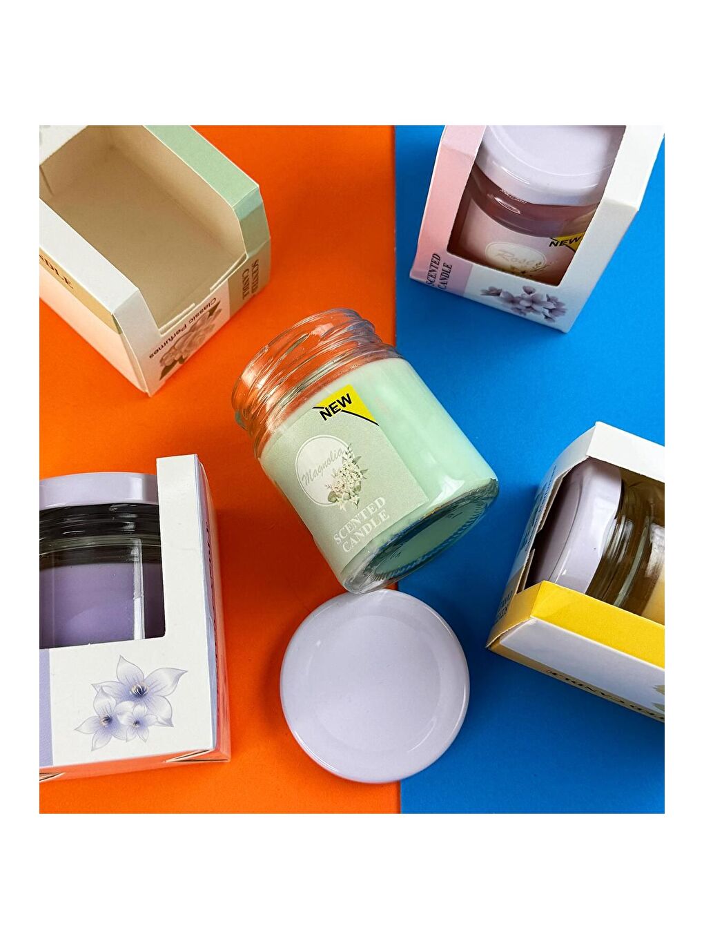 Karışık Aromatik Kokulu Cam Kavanoz Mum   Tek Adet-1