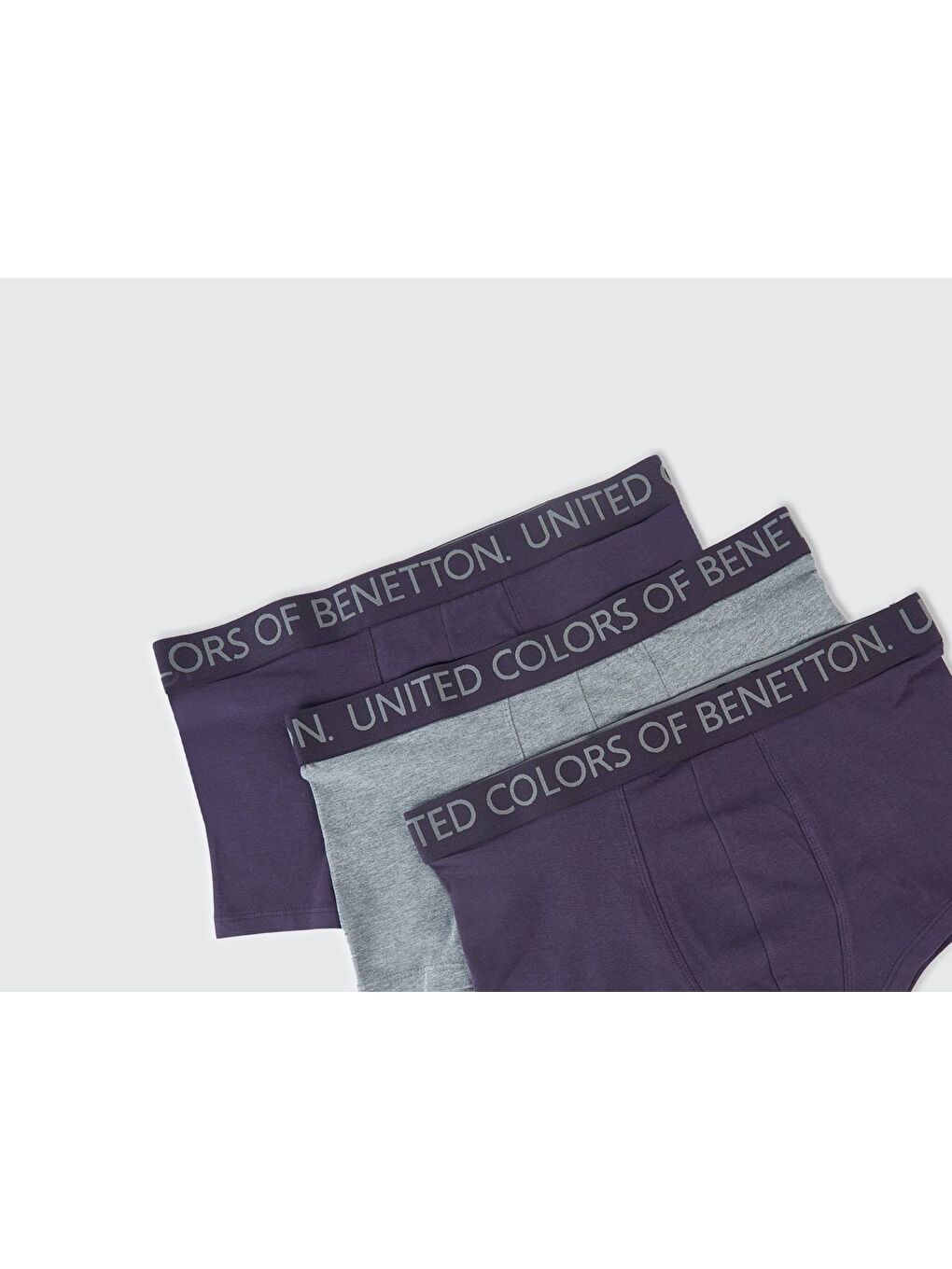 United Colors Of Benetton Erkek Mürdüm Beli Logo Detaylı 3'lü Boxer Seti - 1