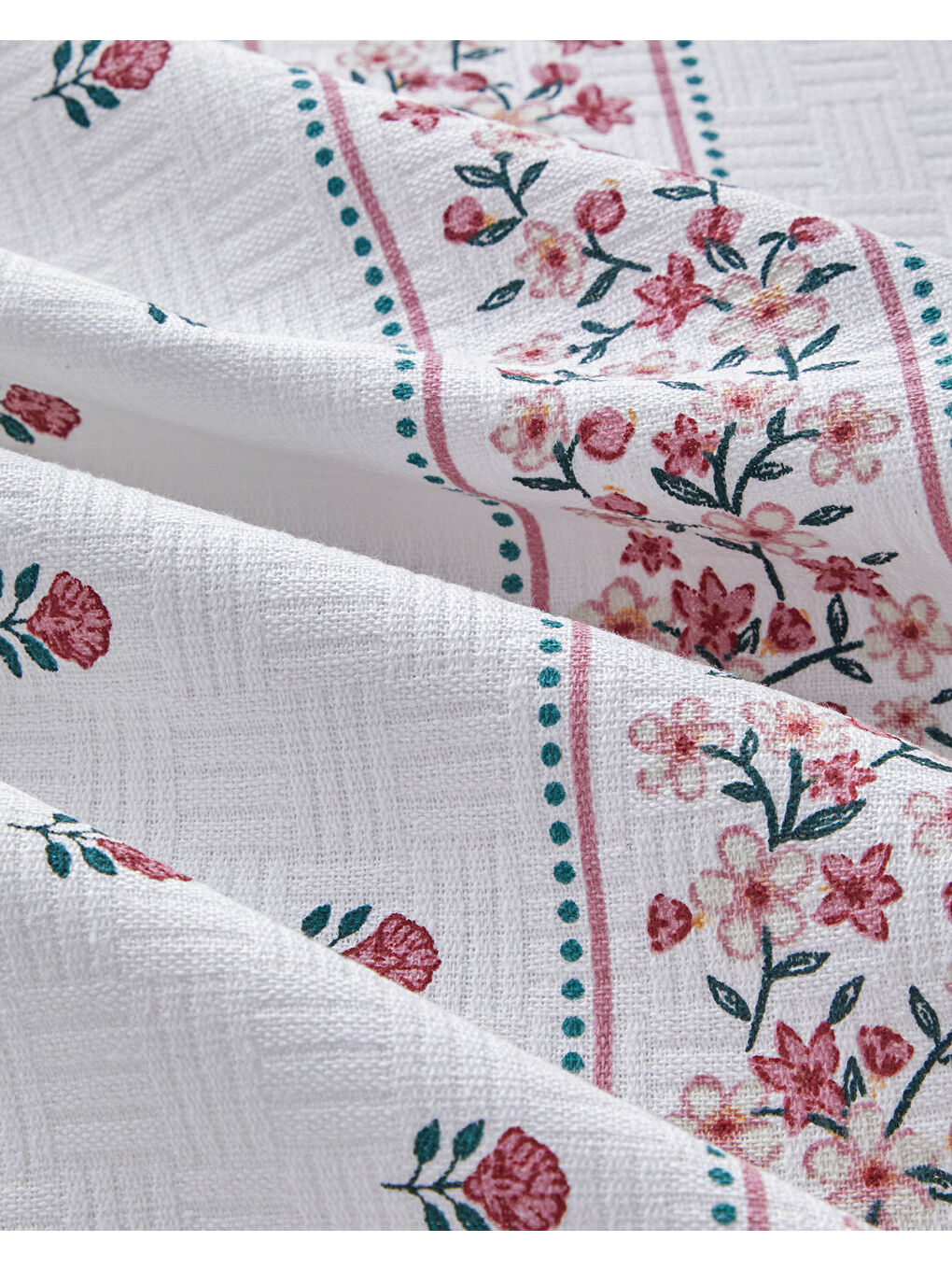 Pembe Floral Lines Baskılı Pamuklu Çift Kişilik Pike 200x220 cm Pudra-3