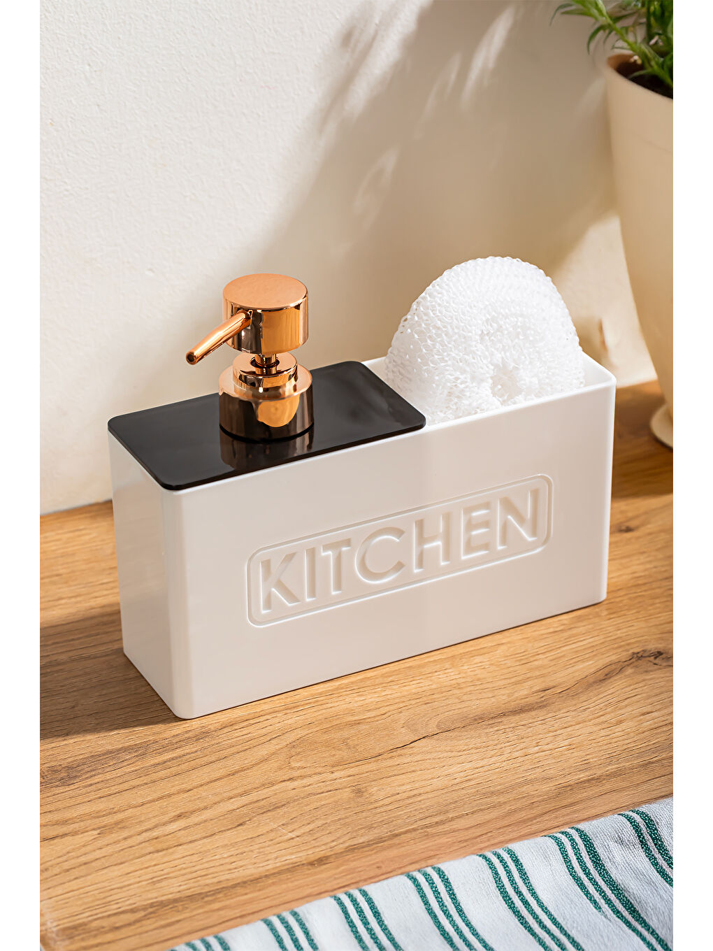 13195 Kitchen Beyaz Sabunluk ve Sıvı Sabunluk Seti