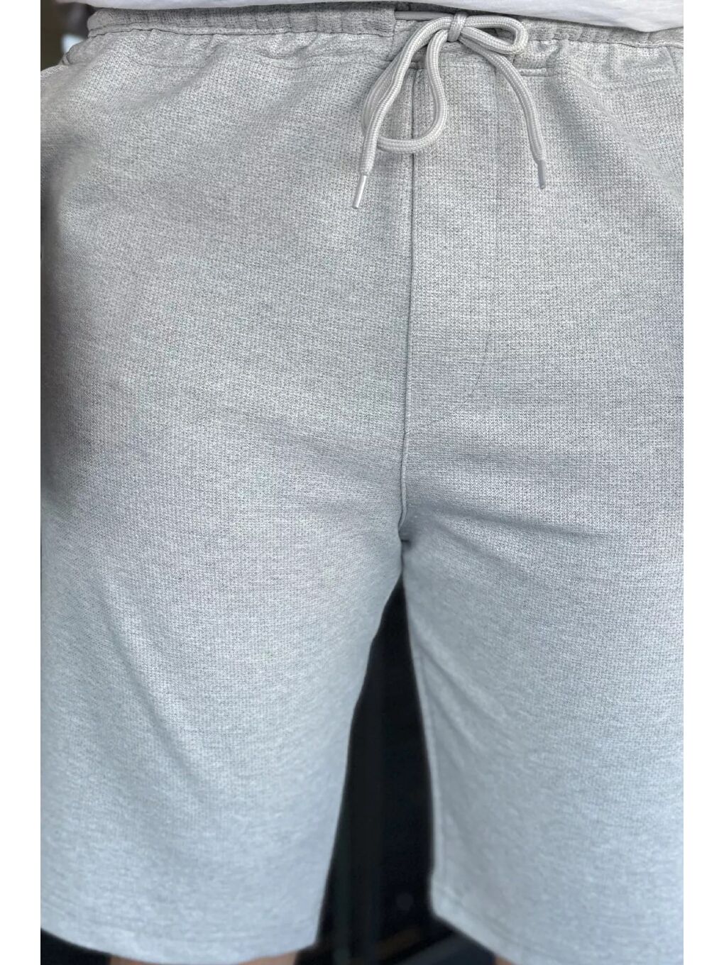 Gri Bel Bağcıklı Erkek Şort-3
