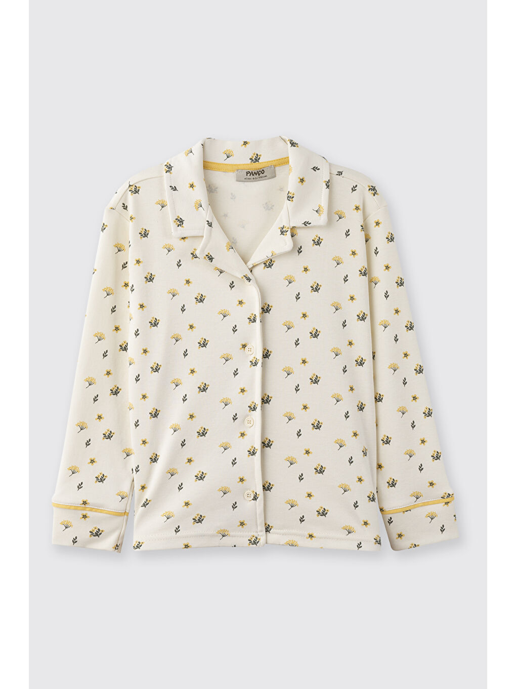 Kız Çocuk Çiçek Desenli Pijama Takımı Ekru-2