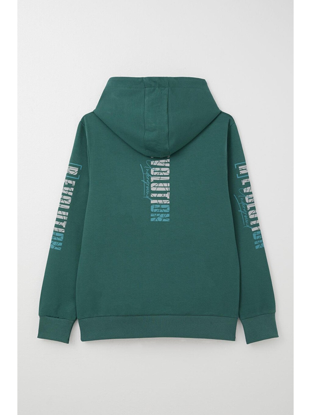Erkek Çocuk Sweatshirt Kapüşonlu Kanguru Cepli Petrol Yeşili (9 Yaş)-1