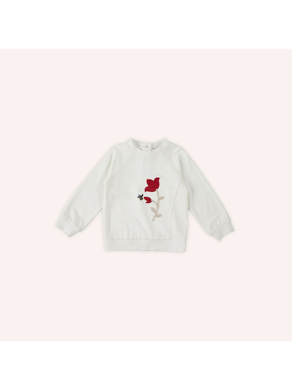 Panço Ekru Kız Çocuk Nakış Detaylı Sweatshirt - 1