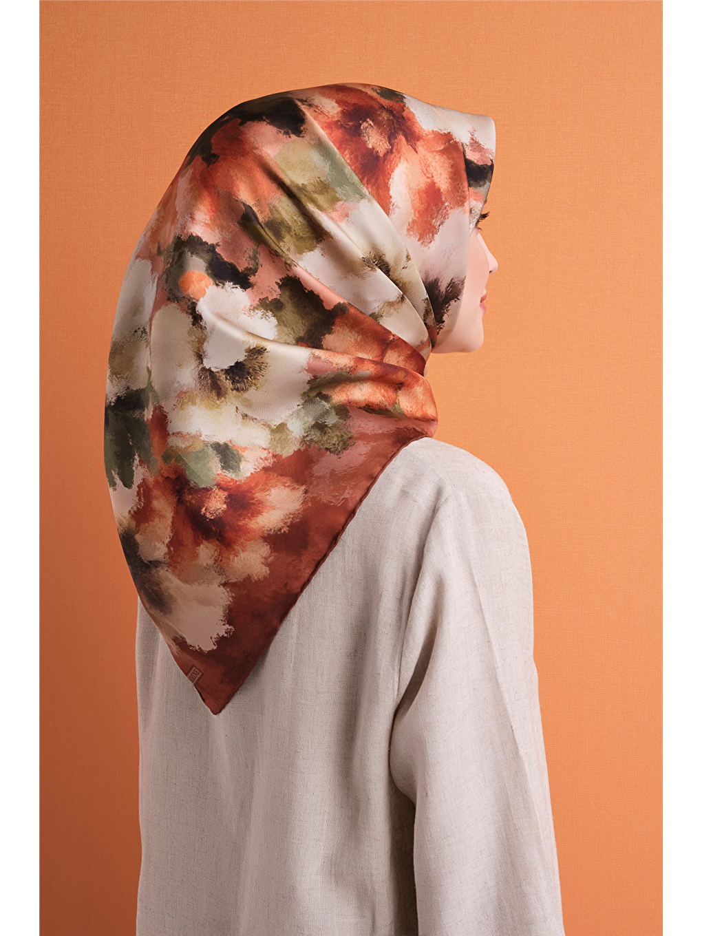 Kahverengi Saf İpek Twill Eşarp 9613d 01-3