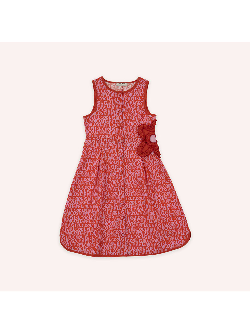 Kırmızı Kız Çocuk Desenli Elbise Nar-1