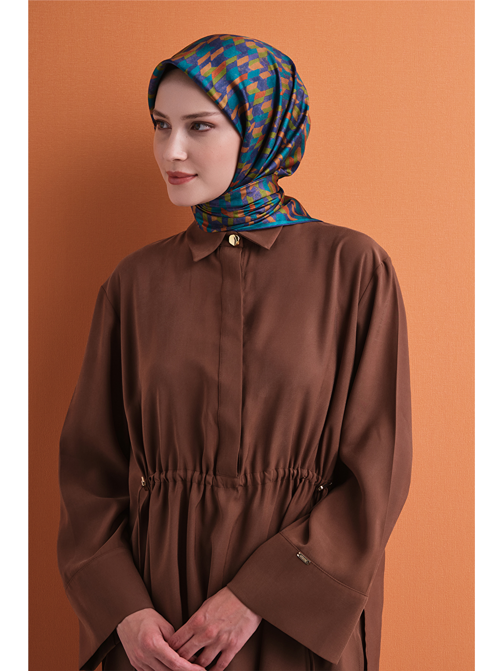 Petrol Saf İpek Twill Eşarp 9623d 57