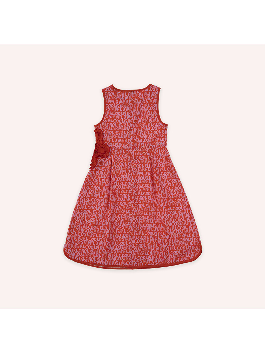 Kırmızı Kız Çocuk Desenli Elbise Nar-2