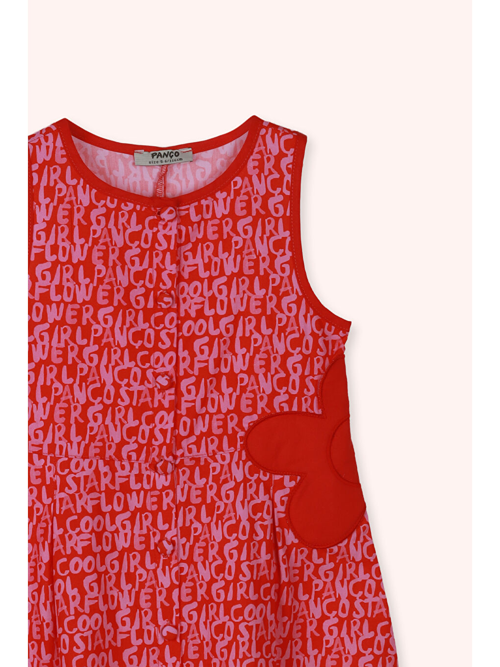 Kırmızı Kız Çocuk Desenli Elbise Nar-4