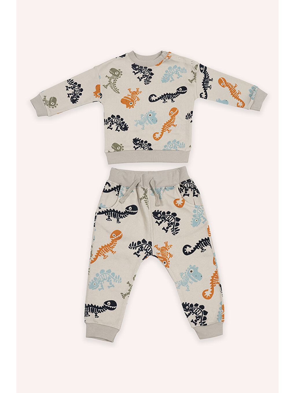 Bej Erkek Çocuk Baskılı 2'li Eşofman Takım