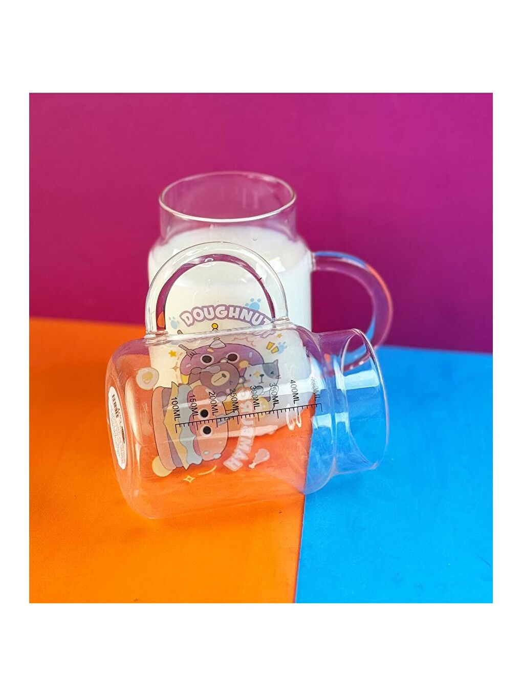 Karışık Kawaii Tasarımlı Cam Kupa-1