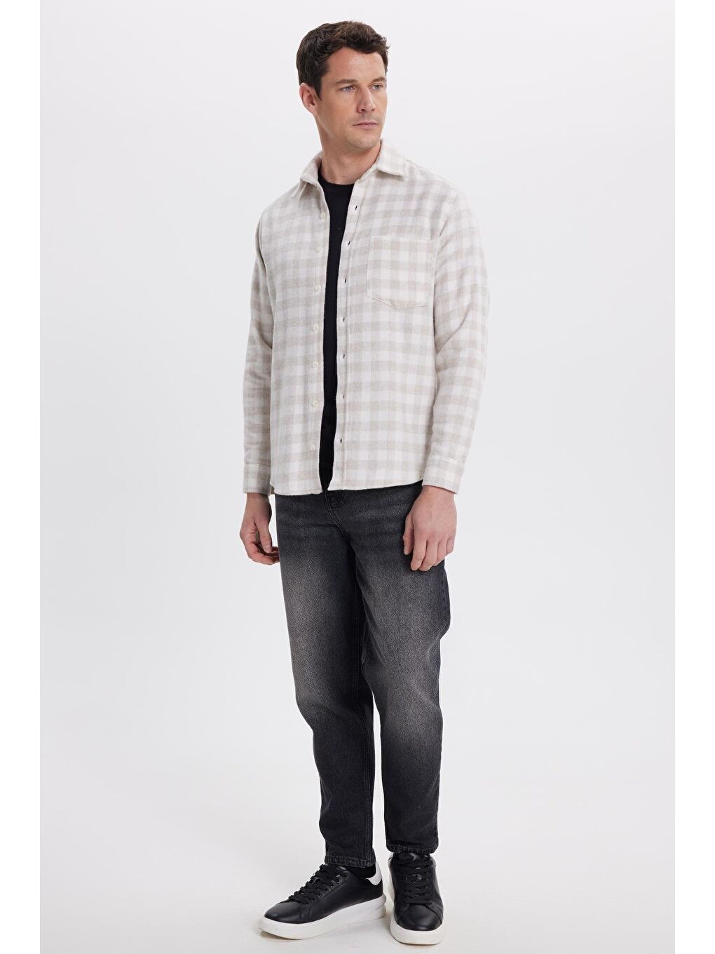 Karışık Erkek Regular Fit Klasik Kesim Büyük Kareli Tep Cepli Oduncu Gömlek-3