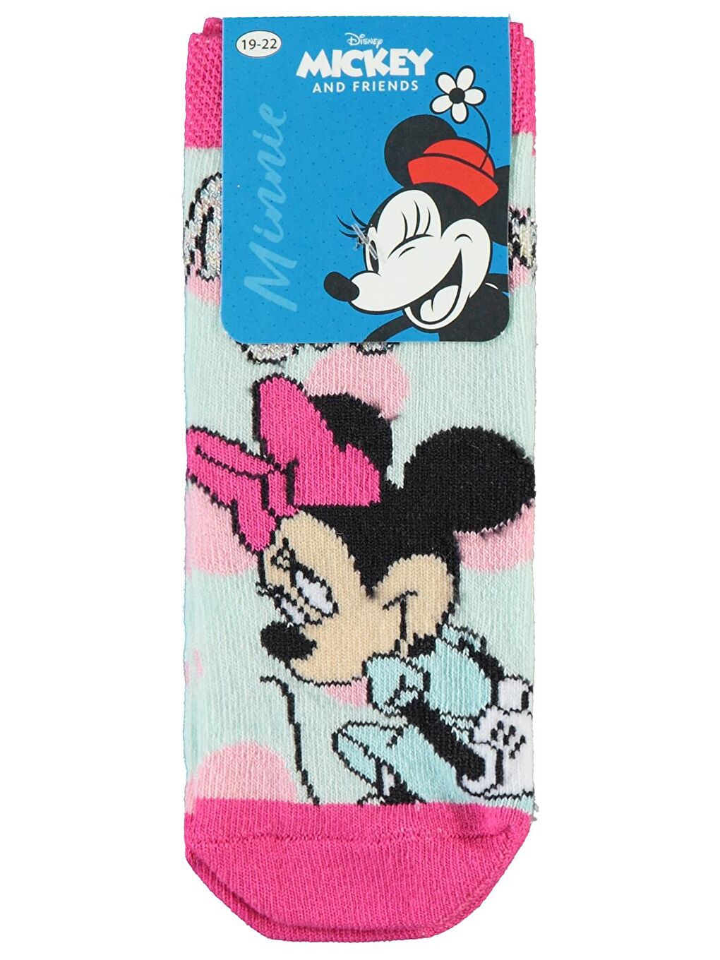 Civil Koyu Mint Yeşili Minnie Mouse Kız Çocuk Soket Çorap 3-11 Yaş Mint