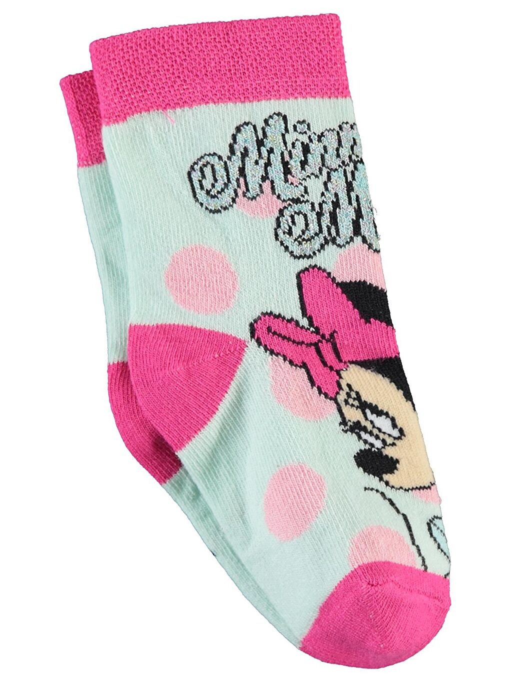 Civil Koyu Mint Yeşili Minnie Mouse Kız Çocuk Soket Çorap 3-11 Yaş Mint - 1