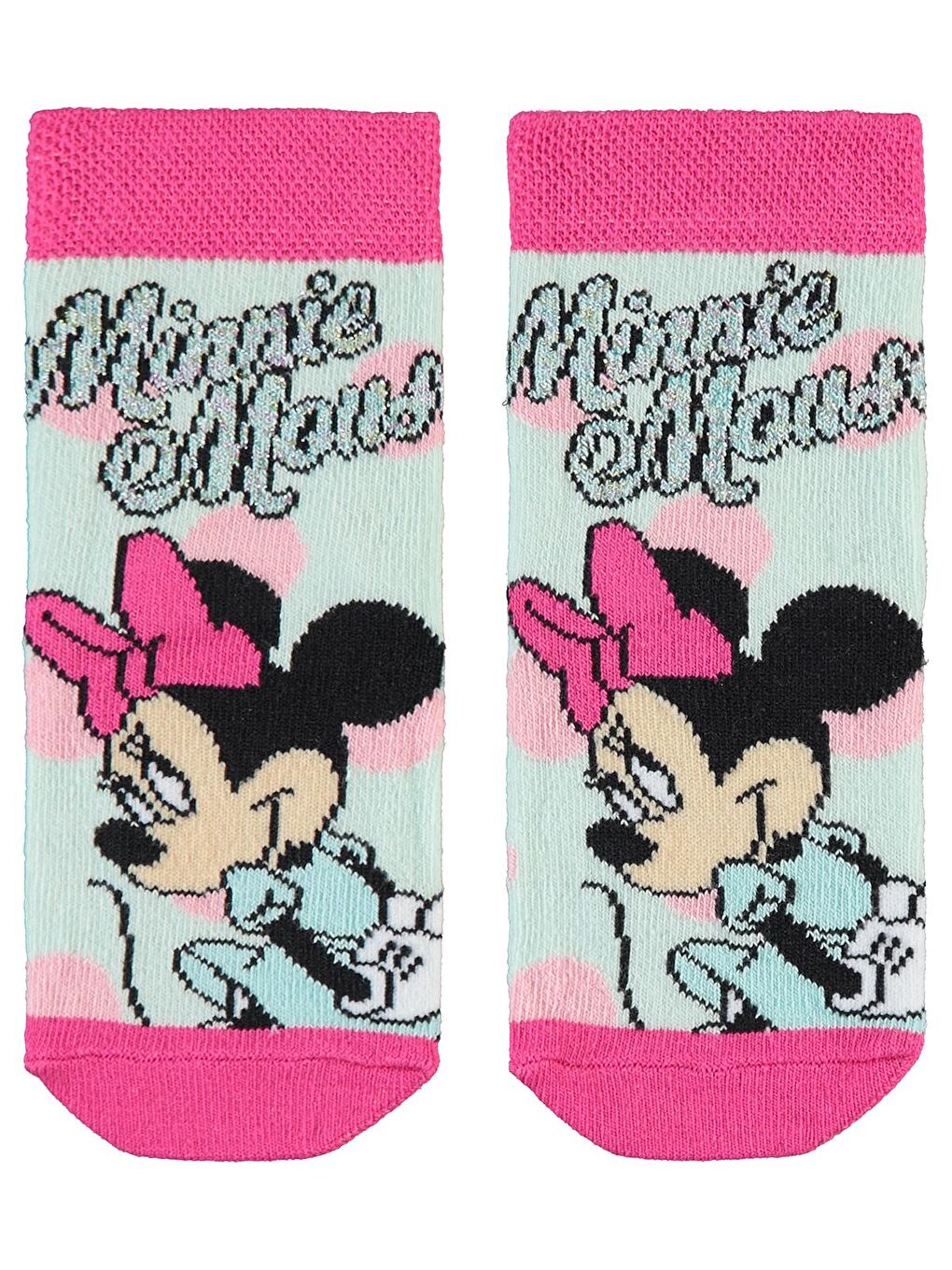 Civil Koyu Mint Yeşili Minnie Mouse Kız Çocuk Soket Çorap 3-11 Yaş Mint - 2