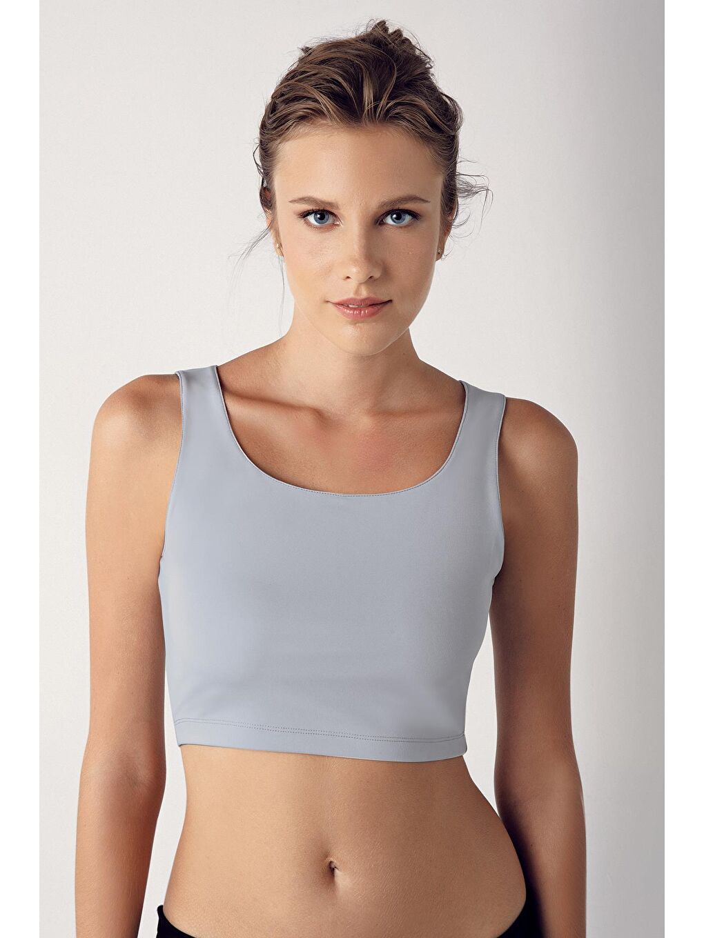 Artış Gri Spor Kalın Askılı Crop Top Büstiyer C01