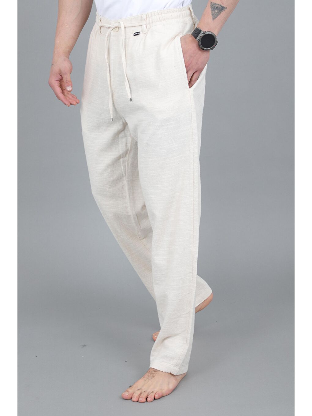 Ekru Flamlı Baggy Jogger Pantolon MM 260_0442-1