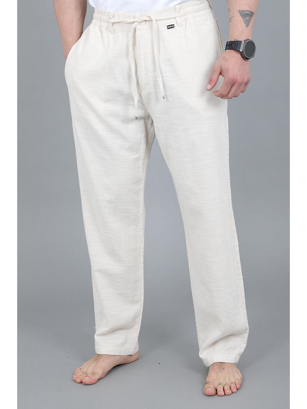 Ekru Flamlı Baggy Jogger Pantolon MM 260_0442-2