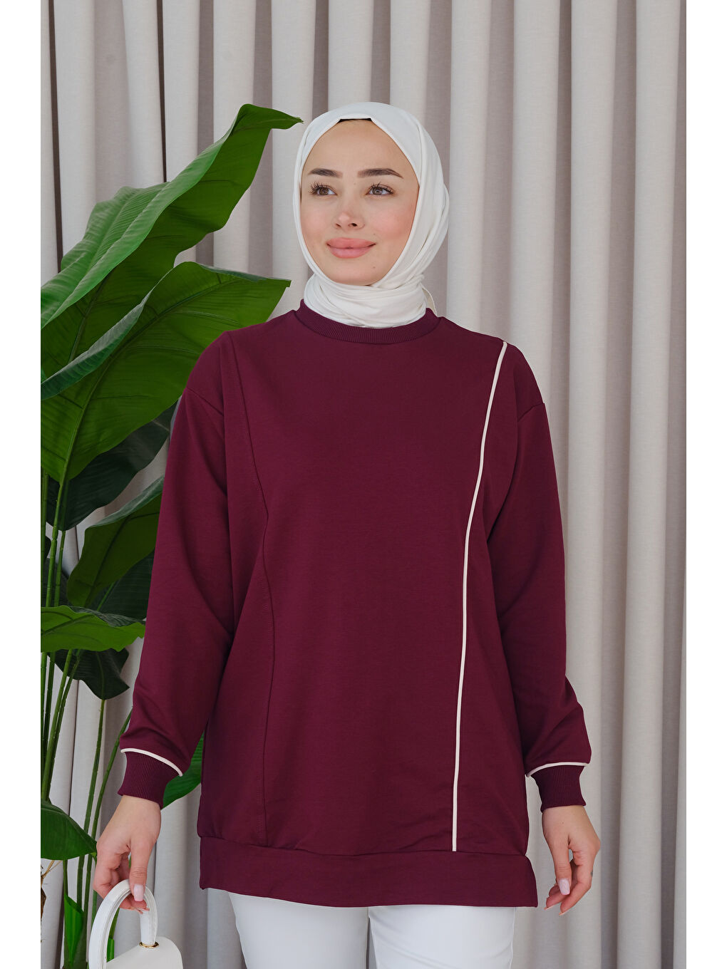 Locco Moda Mürdüm Biyeli Tunik Mürdüm