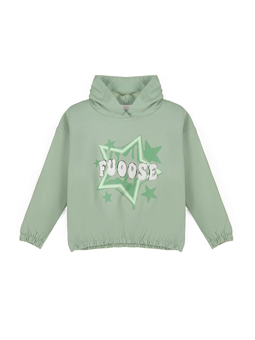 Yeşil Kız Çocuk Kapüşonlu Uzun Kollu Sweatshirt