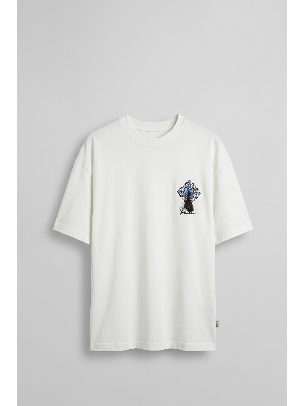 Erkek Oversize Bozkır Atı 3D Sırt Baskılı T-Shirt Beyaz