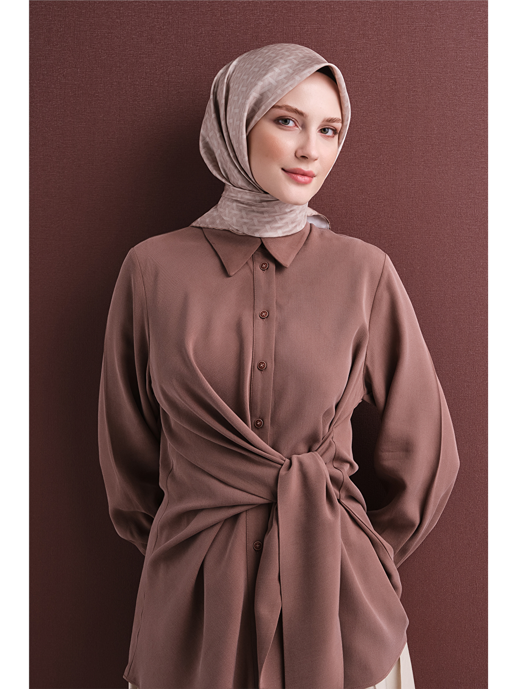 Bej Saf İpek Twill Eşarp 9622d 01-1