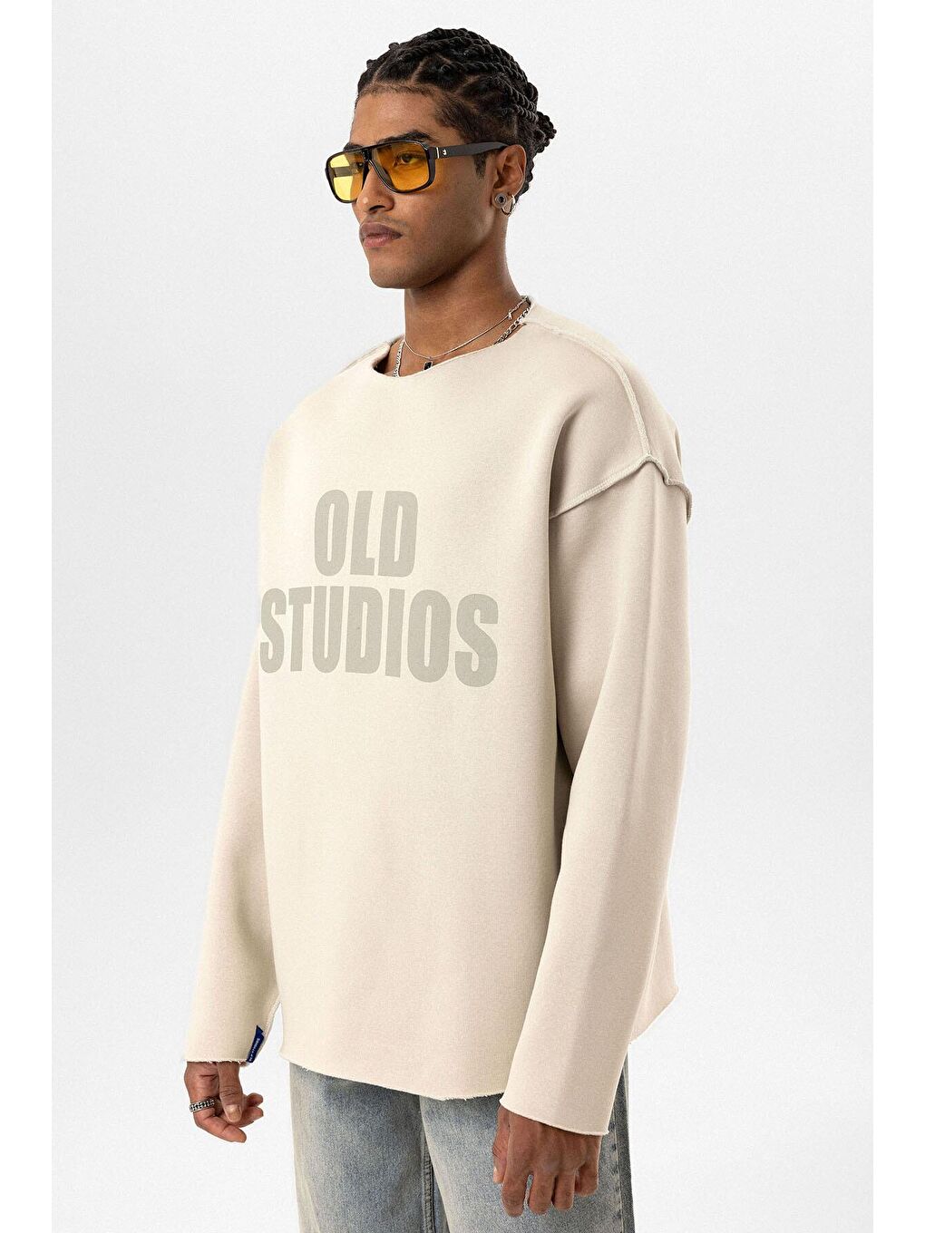 Dikiş Detaylı Overıze Sweatshirt Buz Grisi-4