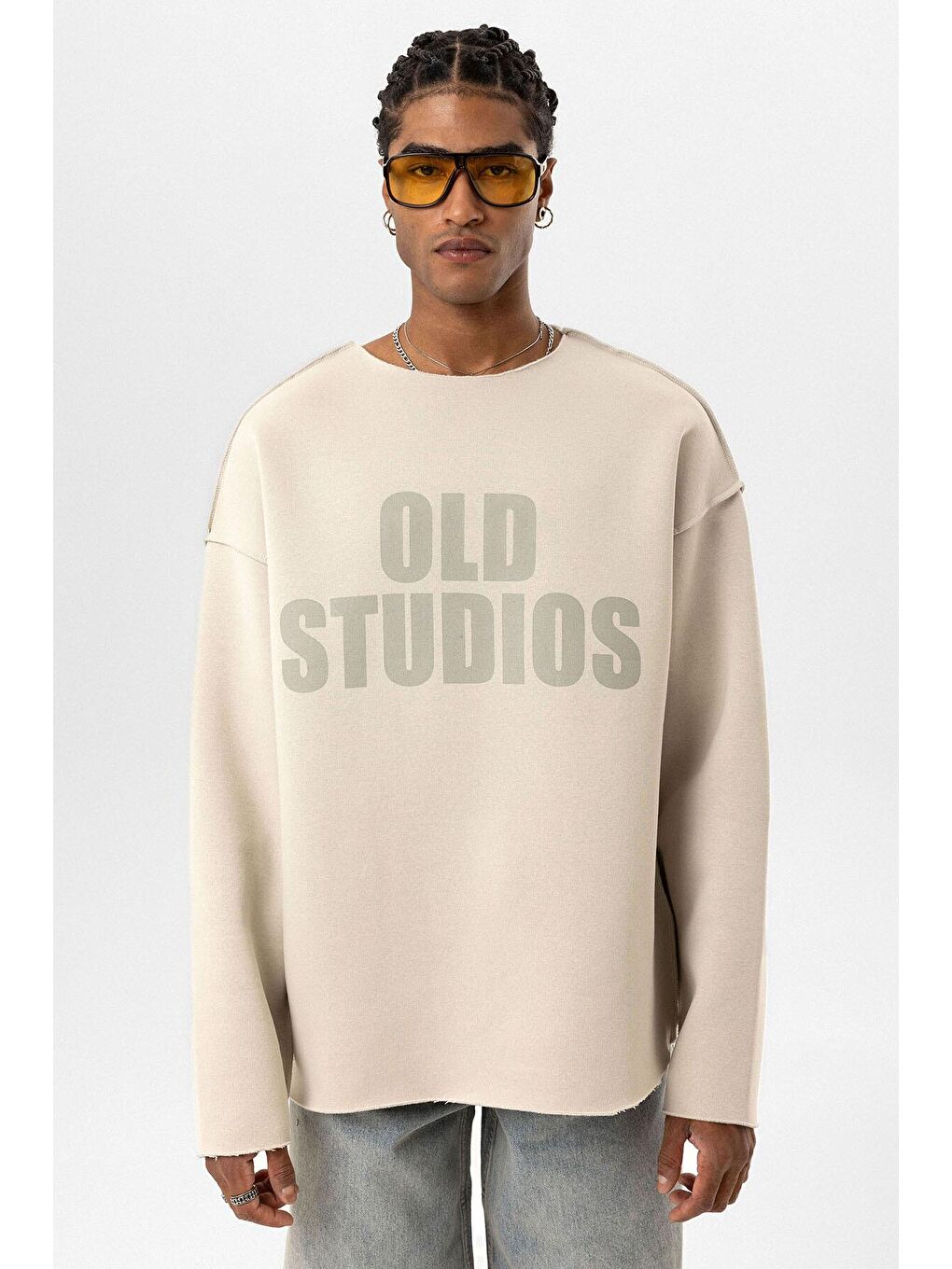 Dikiş Detaylı Overıze Sweatshirt Buz Grisi-5